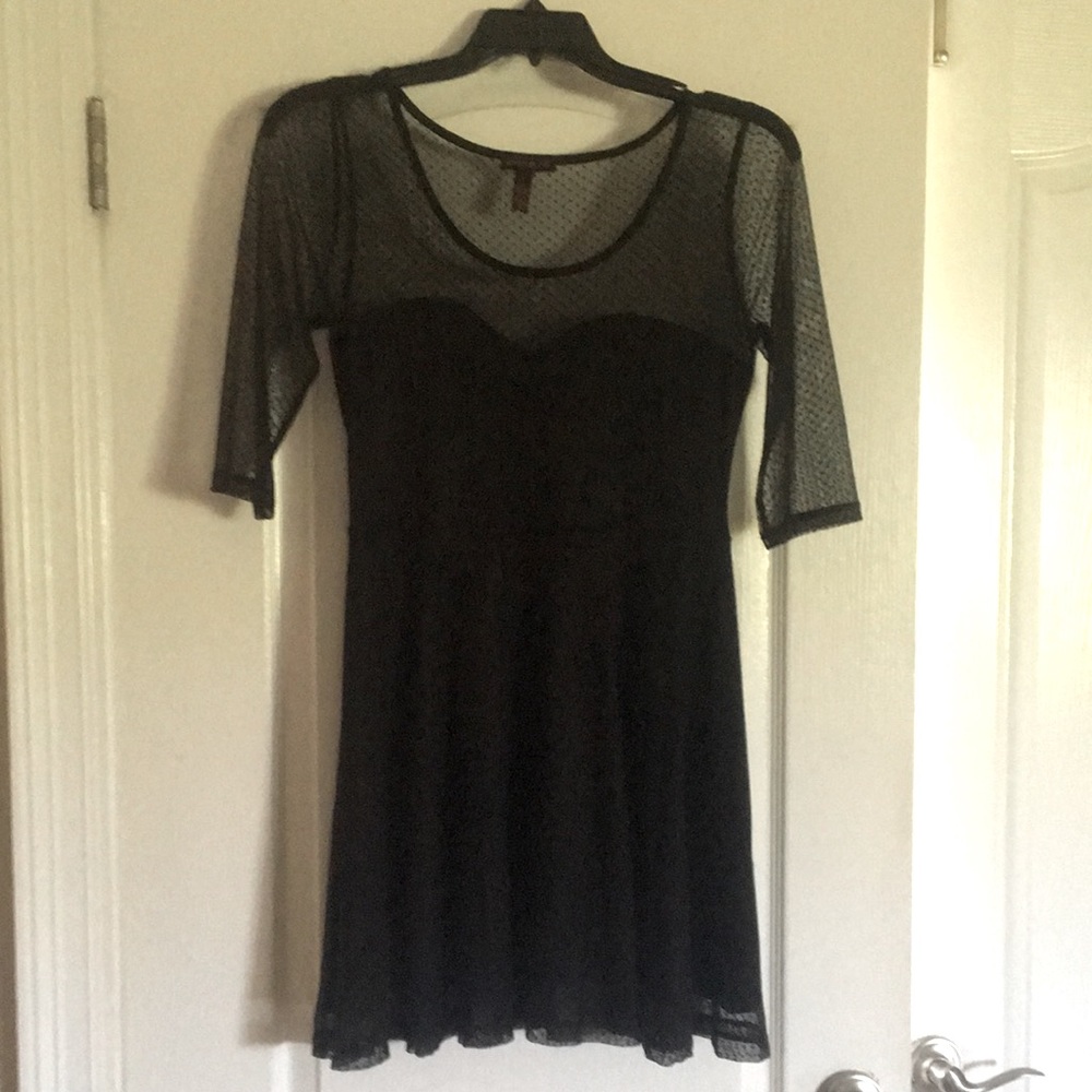 Material Girl black dress with sheer top